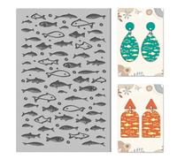CHGCRAFT Small Fish Animal Clay Texture Mat Polymer Clay Texture Sheets DIY Tools for Clay Pottery Earring Jewelry Making Stamp Engraving Machines, Fish, 3.9x2.6x0.1inch