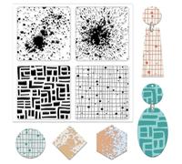 CHGCRAFT Spray Paint Splash Polymer Clay Texture Sheets Grid Clay Modeling Pattern Pad for DIY Jewelry Making Craftwork and Printing Patterns Polymer Clay Earrings Tools,5.5x5.5Inch