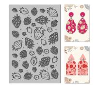 CHGCRAFT Strawberry Flowers Covered Clay Texture Mat Summer Fruit Polymer Clay Molds DIY Tools for Earring Jewelry Making, 3.9x2.6x0.1inch