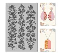 CHGCRAFT Striped Lace Clay Texture Mat Clay Modeling Pattern Pad Artistic Flowers Texture Sheets for Polymer Clay Making Earrings Jewerly Tools, 4×2.6 inch