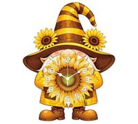 CHGCRAFT Sunflower Dwarf Pattern Wall Clock 16.1 Inch Wood Grain Non-Ticking Irregular Shape Clocks Wall Hanging Clock Battery Operated for Bedroom Living Room Kitchen Office