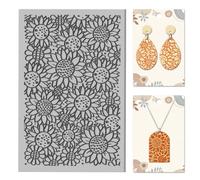 CHGCRAFT Sunflower Plant Texture Mat Polymer Clay Mold for Pottery, Earring Jewelry Making, Stamp Engraving Machines, Flower, 3.9x2.6x0.1inch