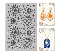CHGCRAFT Tarot Clay Texture Mat Sun Moon Stars 4x2.6 Inch | Rubber Clay Texture Mat with Sun Moon Stars Divination Pattern for Polymer Clay Earrings Jewerly Making Tools