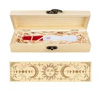 CHGCRAFT Tarot Divination Pregnancy Test Souvenir Box Sun and Moon Wooden Pregnancy Announcement Keepsake Box with Raffia Ribbon and Lock Announcement Gifts for Dad Husband, 8x2x1.2inch
