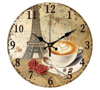 CHGCRAFT Tower Wall Clock 12 Inch Battery Operated en Wall Clock Coffee Non Ticking Silent Decorative for Living Room Office Bedroom Home Decor