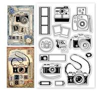CHGCRAFT Travel Camera Clear Stamps Camera Film Silicone Stamps Transparent Stamp for Journaling Card Making DIY Scrapbooking Handmade Photo Album Notebook
