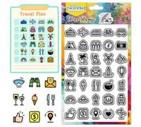 CHGCRAFT Travel Elements Mini Icon Transportation Famous Attractions Clear Silicone Stamps, for DIY Scrapbooking Card Making Photo Album Paper Craft Decor 4.3x6.3 Inch