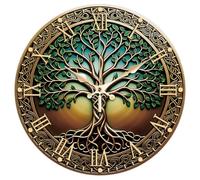 CHGCRAFT Tree of Life Wall Clock Bronze 12 Inch Clock 3D Style Round Decorative Clocks for Bedroom Living Room Kitchen Office