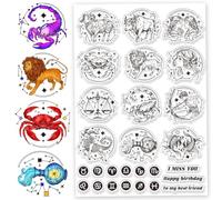 CHGCRAFT Twelve Constellations Clear Stamps Divination Transparent Stamps Blessings Silicone Clear Stamp Seals for DIY Scrapbooking Photo Album Decoration, 5.8x8.3inch