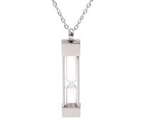 CHGCRAFT Urn Glass Hourglass Necklaces Cremation Pendant Necklace for Ashes Stainless Steel Chains Memorial Jewelry Platinum
