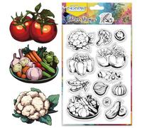 CHGCRAFT Vegetables Spring Harvest Cauliflower Clear Stamp Silicone Clear Stamps Music Seal Stamps for DIY Scrapbooking Photo Album Decorative Cards Making, Vegetables, 6.3x4.3inch