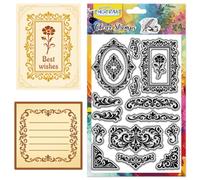 CHGCRAFT Victorian Vintage Lace Clear Stamps Retro Baroque Border Pattern Silicone Stamp Seal for DIY Scrapbooking and Card Making Paper Craft Decor 6.3 × 4.3 Inch