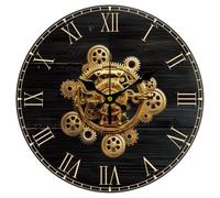 CHGCRAFT Vintage Gears Wall Clock 12 Inch Non-Ticking Clock Round Decorative Wall clock Printed Wall Clock for Home Living Room Bedroom Home Office Decoration