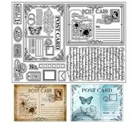 CHGCRAFT Vintage Postcard Print Pattern Clear Stamps Text and Tables Transparent Embossing Silicone Stamp Seal for DIY Scrapbooking and Card Making Paper Craft Decor 8.3 × 11.7 Inch
