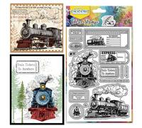 CHGCRAFT Vintage Train Tickets Clear Stamp Silicone Clear Stamps Transparent Handicraft Stamps for DIY Scrapbooking Photo Album Decorative Cards Making, Train, 6.3x4.3inch