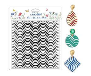 CHGCRAFT Wavy Lines Pattern Polymer Clay Texture Sheet Modern Gradient Art Lines Silicone Clay Texture Mat for Polymer Making Earrings Jewelry DIY Crafts 5.5 × 5.5 Inch