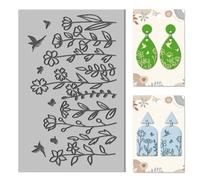 CHGCRAFT Wild Flowers Clay Texture Mat Clay Modeling Pattern Pad Butterflies Texture Sheets for Polymer Clay Making Earrings Jewerly Tools, 4×2.6inch