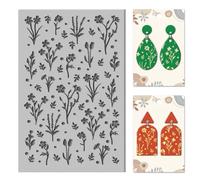 CHGCRAFT Wildflowers Polymer Clay Texture Sheets Realistic SilhouetteTexture Mat Polka Dots Rubber Clay Texture Mat Clay Modeling Pattern Pad Texture Sheets for Earrings Jewelry Making