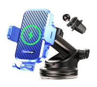 CHGeek Car Phone Holder Wireless Charger, Wireless Charger Car Holder with 15W Fast Charging for Dashboard Windshield Air Vent, for iPhone, Samsung Galaxy etc Blue