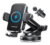 CHGeek Car Phone Holder Wireless Charger, Wireless Charger Car Holder with 15W Fast Charging for Dashboard Windshield Air Vent, for iPhone, Samsung Galaxy etc Black