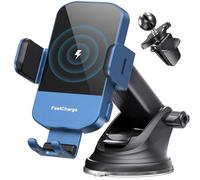CHGeek Wireless Car Charger, 15W Fast Charging Auto Clamping Car Charger Phone Mount Phone Holder fit for iPhone 15 14 13 12 11 Pro Max Xs, Samsung Galaxy S24 Ultra S23 S22 S21, S20, S10+, Blue