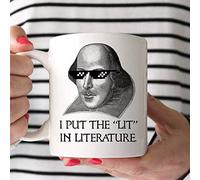 ChGuangm Coffee Mug Funny William Shakespeare Mug I Put The Lit in Literature Funny Coffee Cup