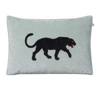 Chhatwal & Jonsson Embroidered Black Panther cushion cover 40x60 cm Aqua