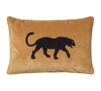 Chhatwal & Jonsson Embroidered Black Panther cushion cover 40x60 cm Masala yellow