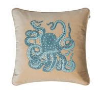 Chhatwal & Jonsson Embroidered Octopus cushion cover 50x50 cm beige-aqua