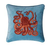 Chhatwal & Jonsson Embroidered Octopus cushion cover 50x50 cm heaven blue-orange-rose