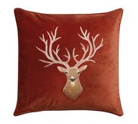 Chhatwal & Jonsson Embroidered Reindeer cushion cover 50x50 cm rust