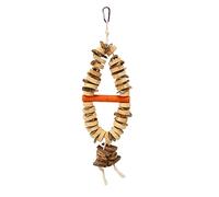 CHHELIHL Bird Chewing Toy Beak Grinding Tear Resistant Wooden Bird Cage Toy with Hook for Medium Large Parrots (Wood Color)