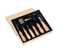 CHHELIHL Leather Craft Tool Set, for DIY Leather Working, Curved Handle Design, Steel Bevel, 8-Piece Kit, for Bags Belts Wallets Making
