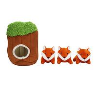 CHHELIHL Plush Squeak Tree Hole Dog Puzzle Seeking and Hiding Toy with Fox Toy Pet Supplies