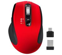 CHHI Wireless Mouse with USB-A, USB-C Receiver, Rechargeable Bluetooth Mouse, 4 Levels Adjustable DPI, Ergonomic Silent Mouse for Laptop/Computer/PC/Windows-Red