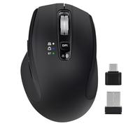 CHHI Wireless Mouse with USB-A, USB-C Receiver, Rechargeable Bluetooth Mouse, 4 Levels Adjustable DPI, Ergonomic Silent Mouse for Laptop/Computer/PC/Windows-Black