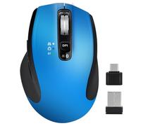 CHHI Wireless Mouse with USB-A, USB-C Receiver, Rechargeable Bluetooth Mouse, 4 Levels Adjustable DPI, Ergonomic Silent Mouse for Laptop/Computer/PC/Windows-Blue