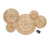 CHI AN 18 Inch Boho Wall Decor - Set of 5 Woven Jute Wall Baskets, Boho Wall Art & Decorative Basket Set, Farmhouse Wall Hanging, Handwoven Wall Plates for Living Room, Bedroom - 18", 14", 11", 8", 7"