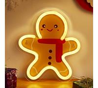 Chi-buy LED Neon Sign Christmas tree Cute Neon Sign, USB Powered Neon Signs Night Light, 3D Wall Art & Game room Bedroom Living Room Christmas Decor lamp for Children Kids Girl (White Gingerbread Man)
