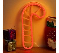 Chi-buy LED Neon Sign Christmas tree Cute Neon Sign, USB Powered Neon Signs Night Light, 3D Wall Art & Game room Bedroom Living Room Christmas Decor lamp for Children Kids Girl (Red Candy Cane)