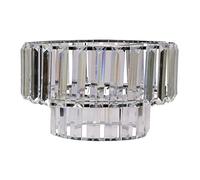 Chi-buy Shiny Beads Pendant Light Shade & Ceiling Lamp Shade Modern Polished Chrome & Acrylic Clear Beads Interwoven Ring Accessories-Double Layer Metal Ceiling LampShade for Bedroom Room Living Room