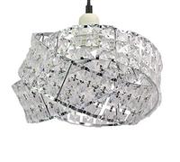 Chi-buy Shiny Ceiling Lamp Shade Modern Polished Chrome and Acrylic Transparent Beads Interwoven Ring Shade Accessories Plastic/Metal Frame Cromi (Chromie)