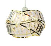 Chi-buy Shiny Ceiling Lamp Shade Modern Polished Chrome and Acrylic Transparent Beads Interwoven Ring Shade Accessories Plastic/Metal Frame Cromi (Gold)