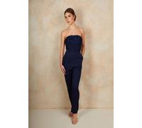 Chi Chi London 3D Floral Bandeau Jumpsuit In Navy Navy 12