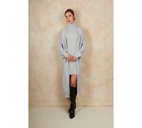 Chi Chi London All-Over Knitted Cable Longline Cardigan In Grey Grey M