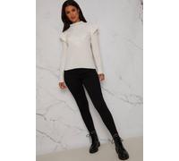 Chi Chi London Broderie Trim Knitted Jumper In White White S