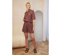 Chi Chi London Crochet Shirt Co Ord In Chocolate In Brown Brown 16