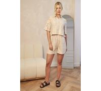 Chi Chi London Crochet Short Co Ord In White In Cream Cream 10