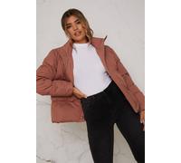 Chi Chi London Cropped Padded Puffer Coat In Tan Tan 8