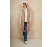 Chi Chi London Diamond Quilt Detail Longline Padded Gilet In Tan In Beige Beige 12
